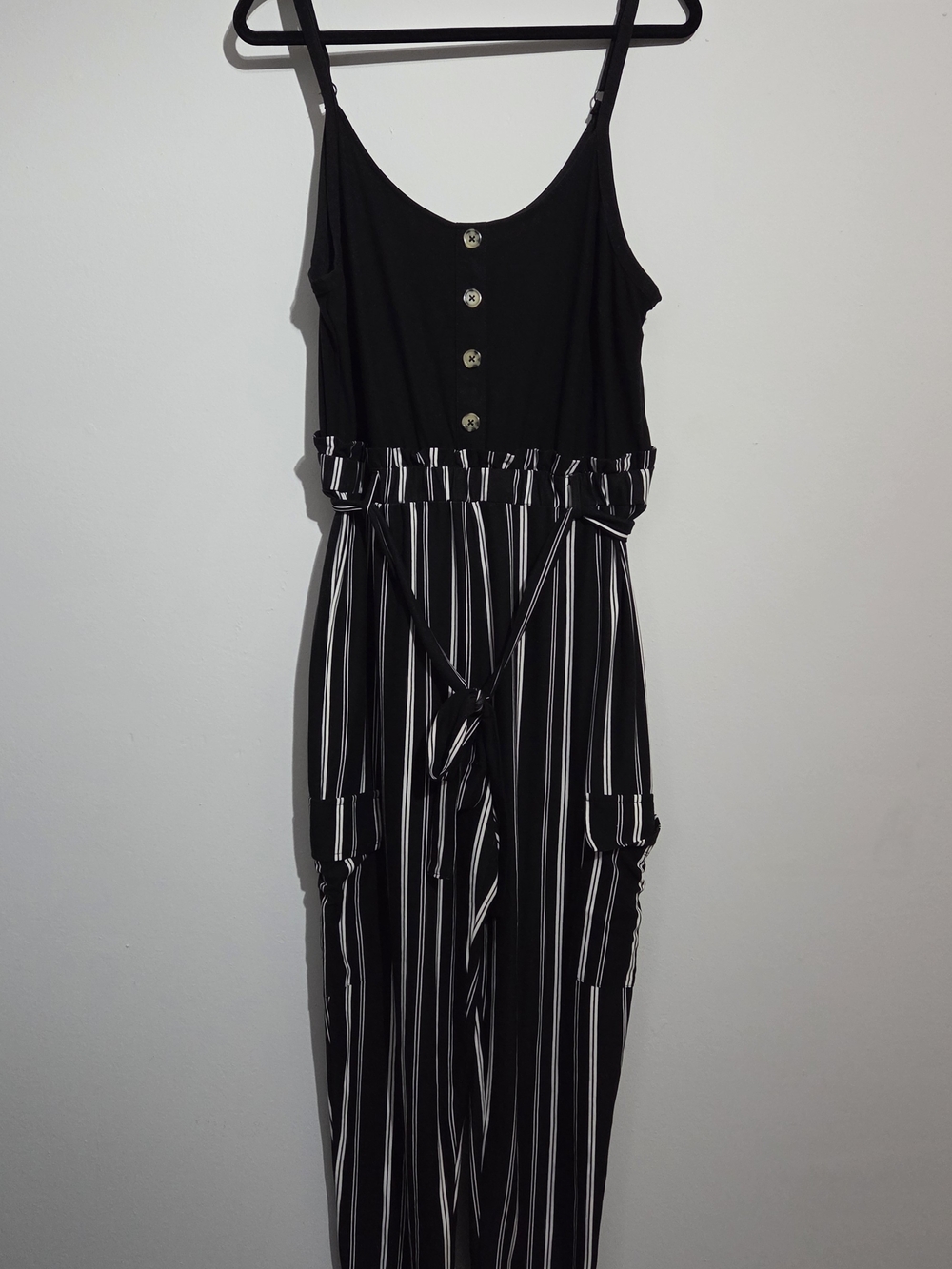 No Boundaries Two Tone Striped Jumpsuit